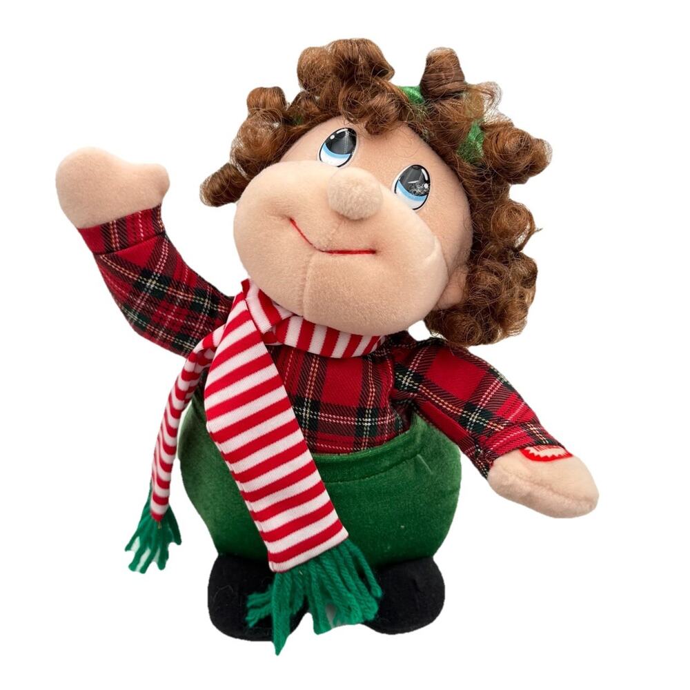 Vtg T.L. Toys Singing & Dancing Caroler Plush Curly Hair Christmas Boy - Video!